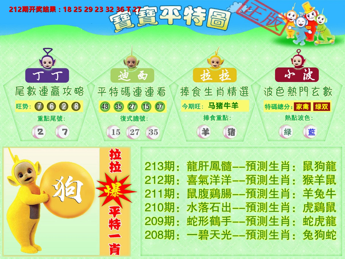 天线宝宝平特图 第213期