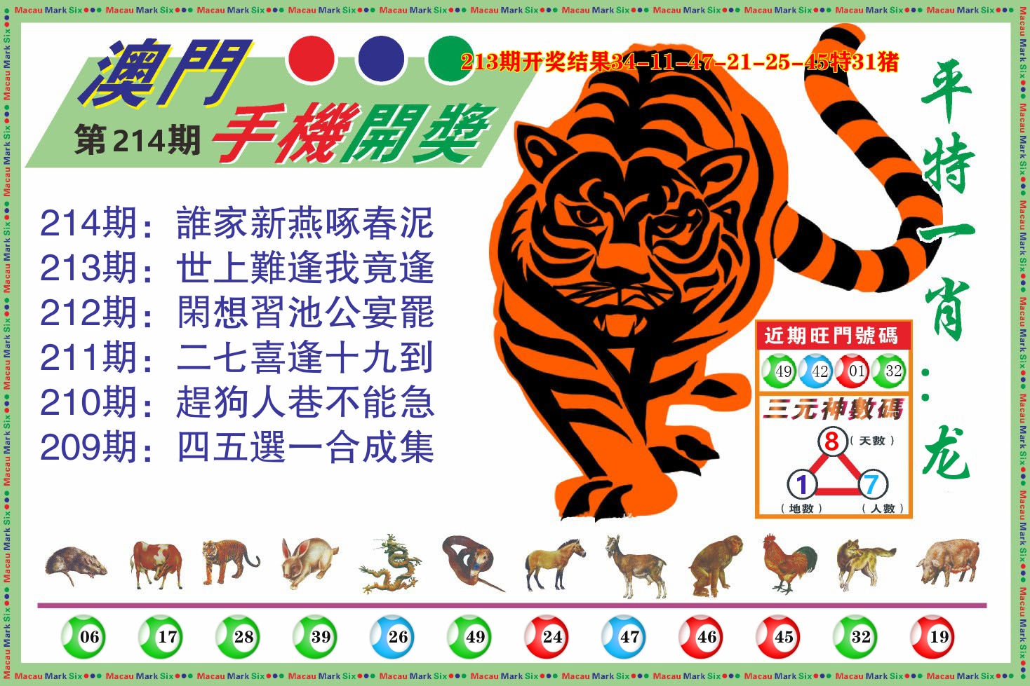 澳门开奖报 第214期