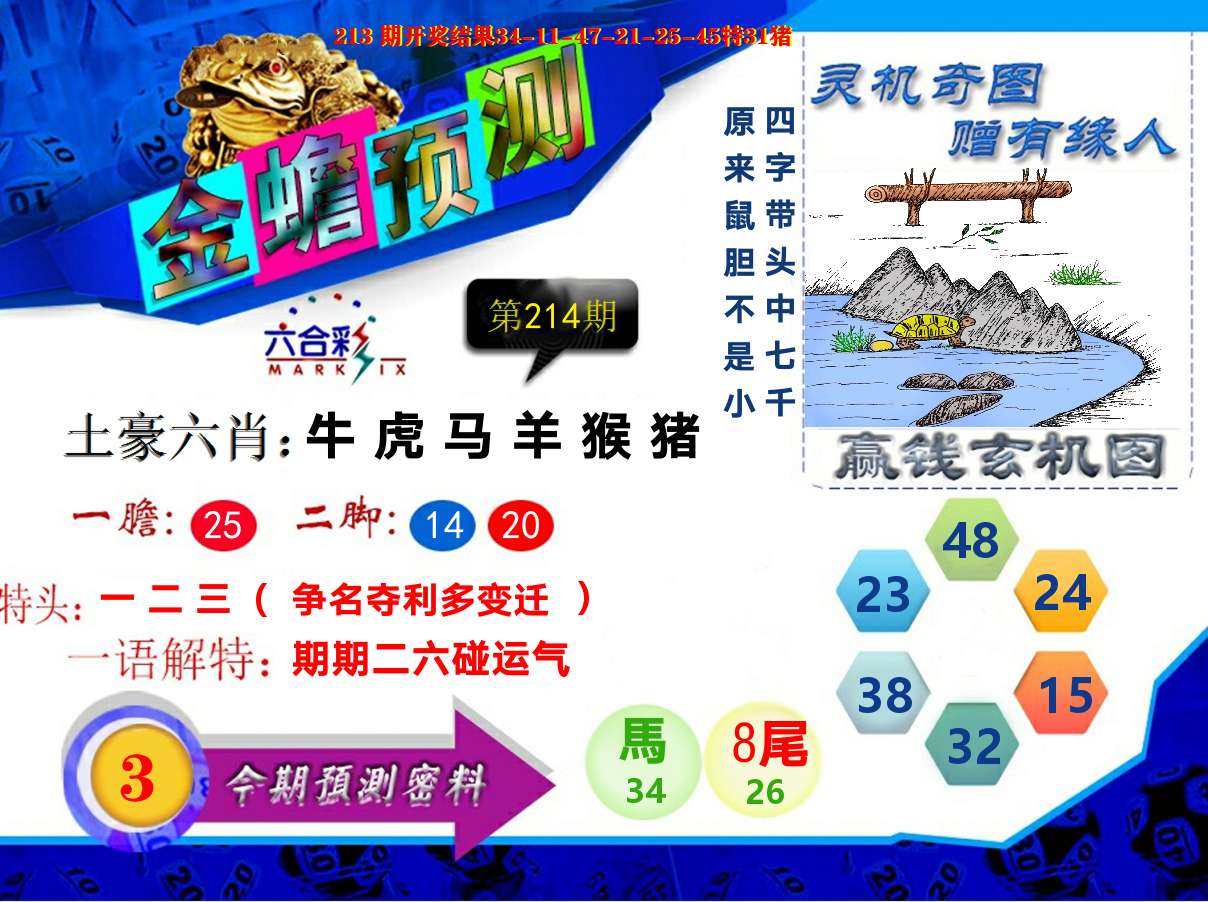 金蟾预测 第214期