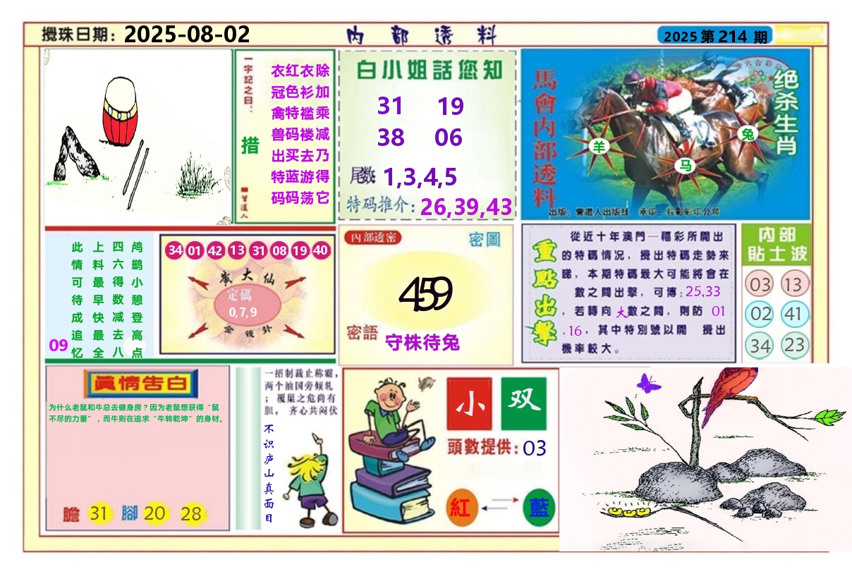 澳门内部透料A 第214期