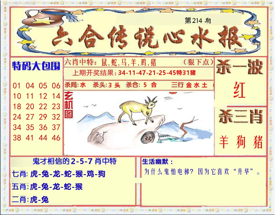六合传说心水报 第214期