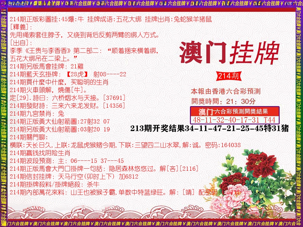 澳门挂牌 第214期