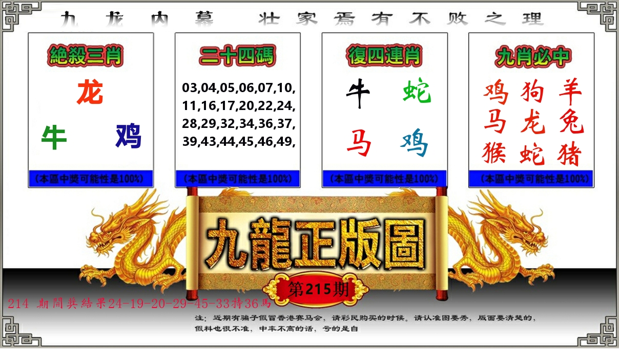 九龙正版图 第215期