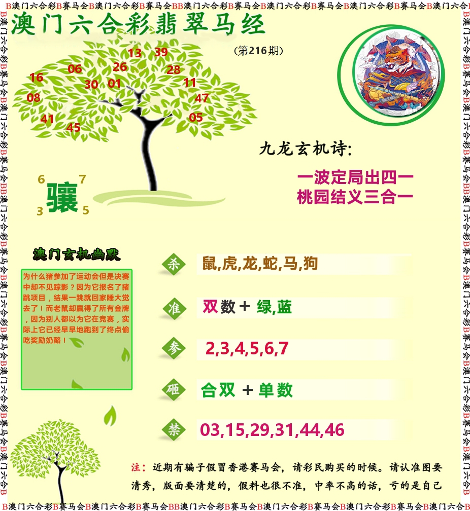 翡翠马经 第216期