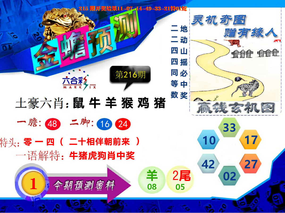 金蟾预测 第216期