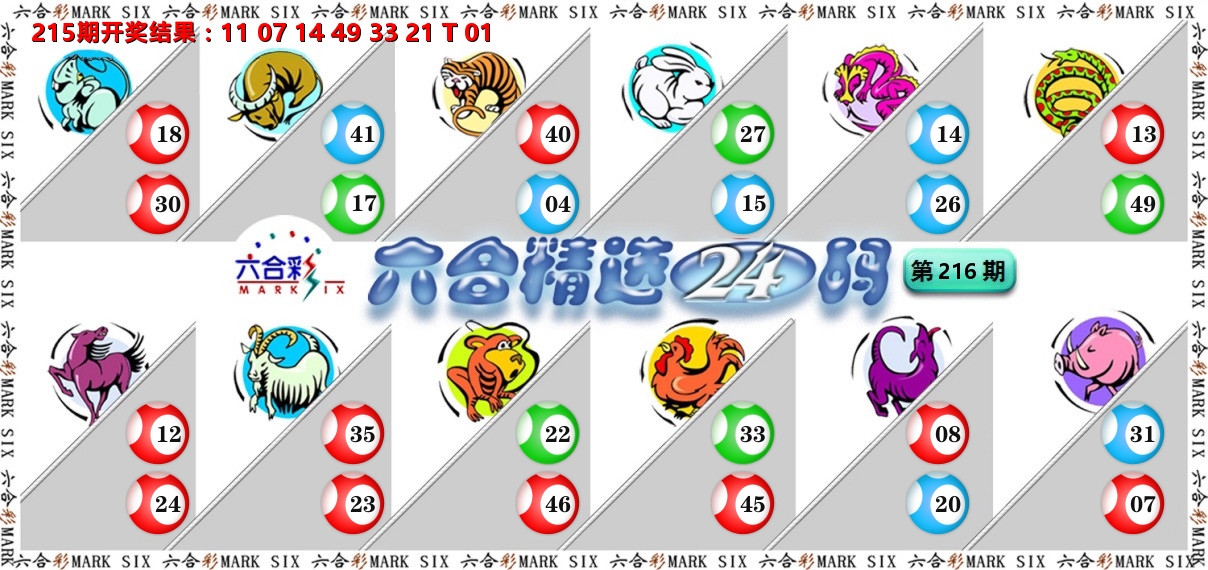 六合精选24码 第216期