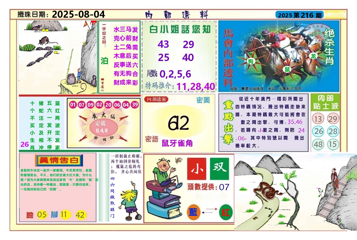 澳门内部透料A 第216期