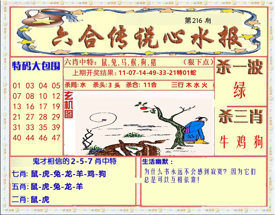 六合传说心水报 第216期