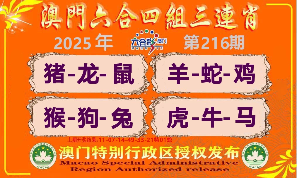 六合三连肖 第216期