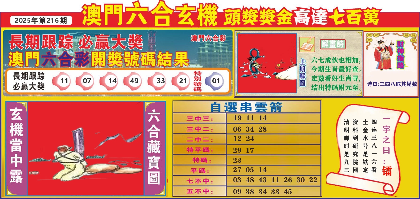 七星彩图C 第216期