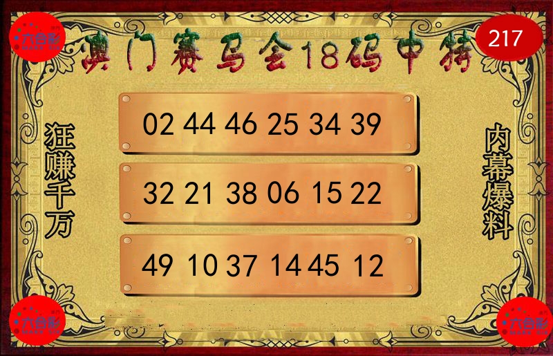 赛马会18码 第217期