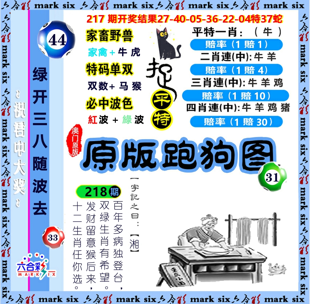 原版跑狗图 第218期