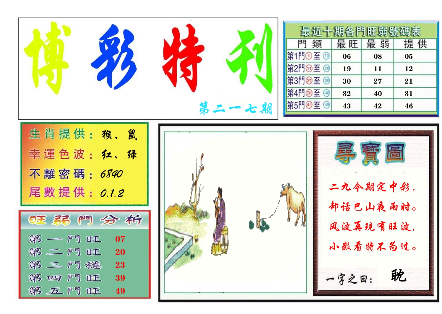 博彩特刊 第218期