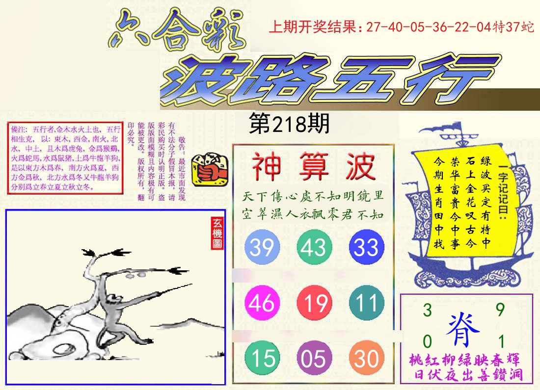 波路五行 第218期