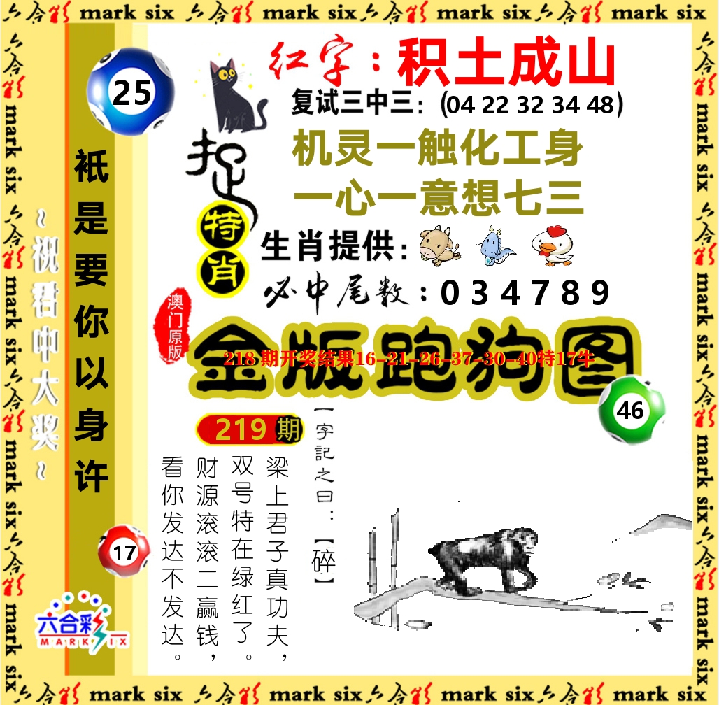 金版跑狗图 第219期