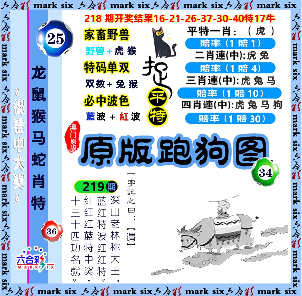 原版跑狗图 第219期