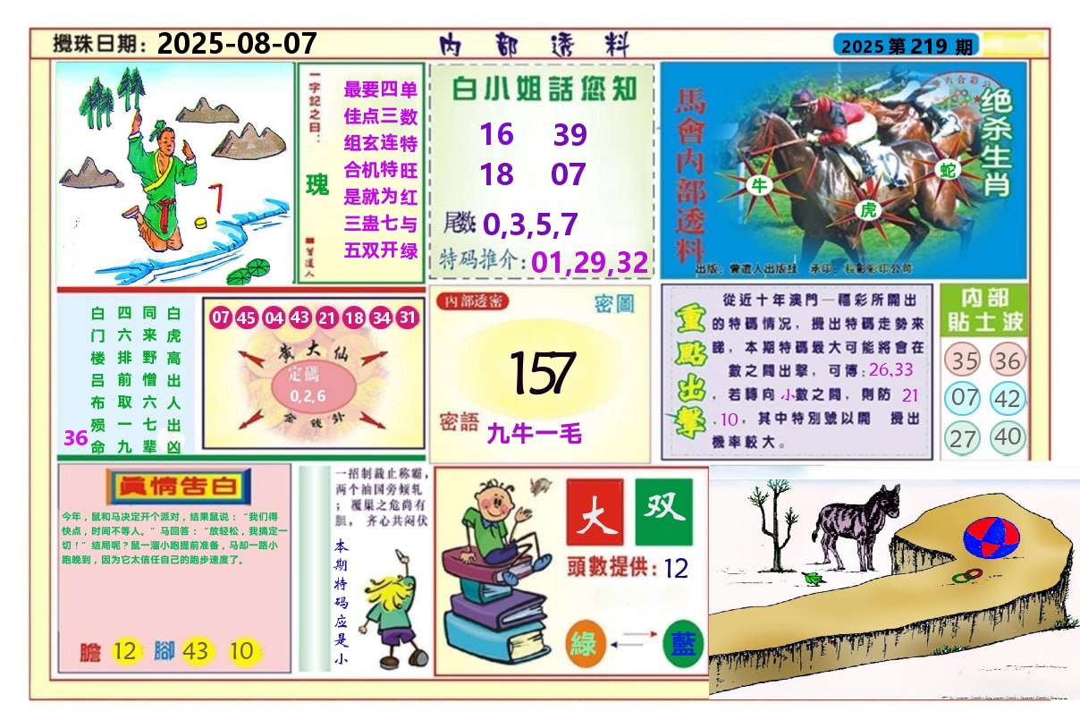 澳门内部透料A 第219期