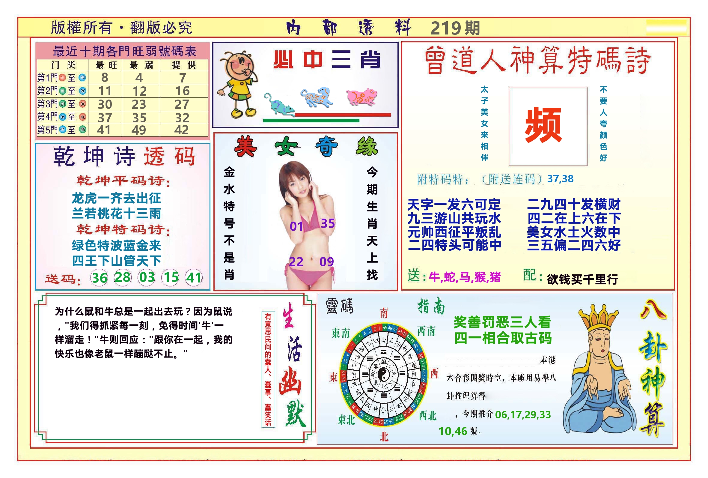 澳门内部透料B 第219期