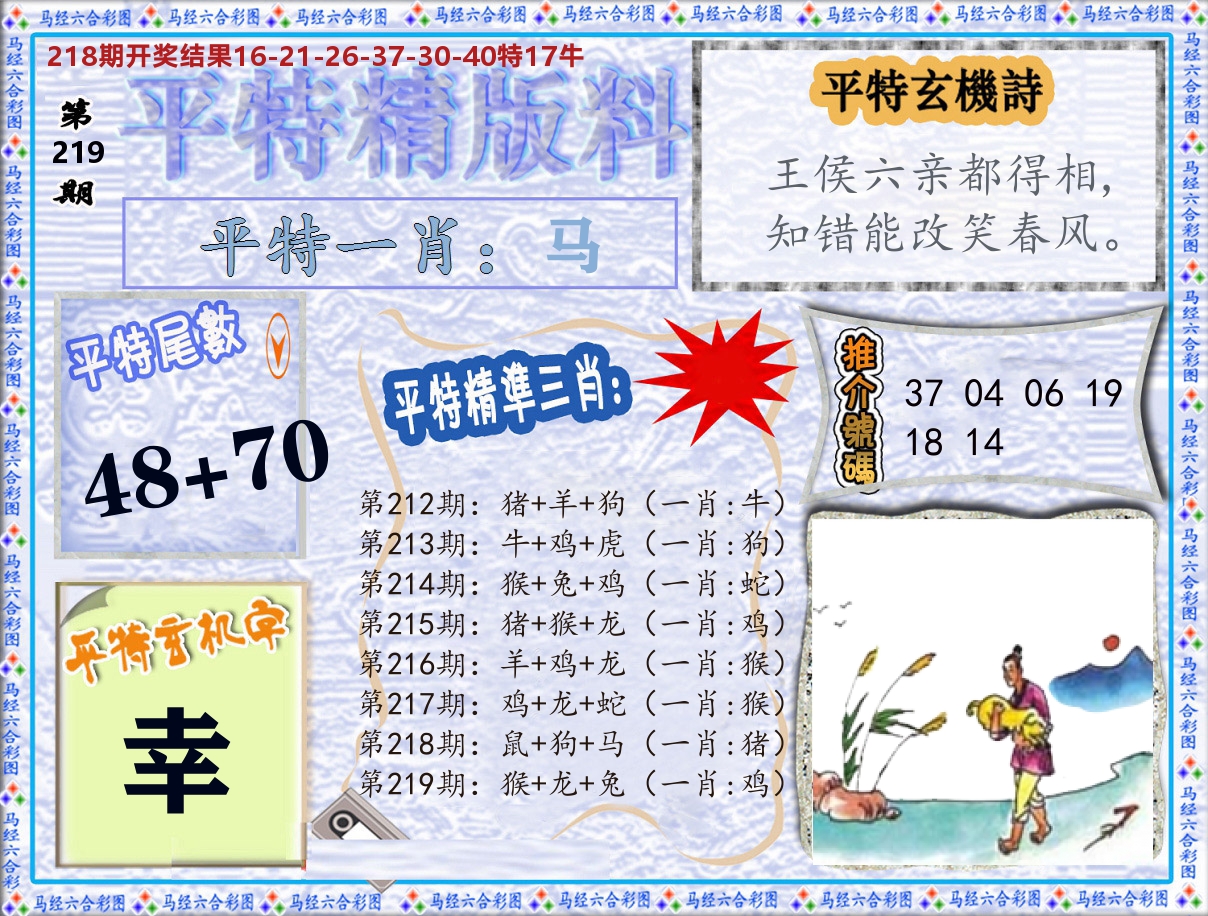 平特精版料 第219期