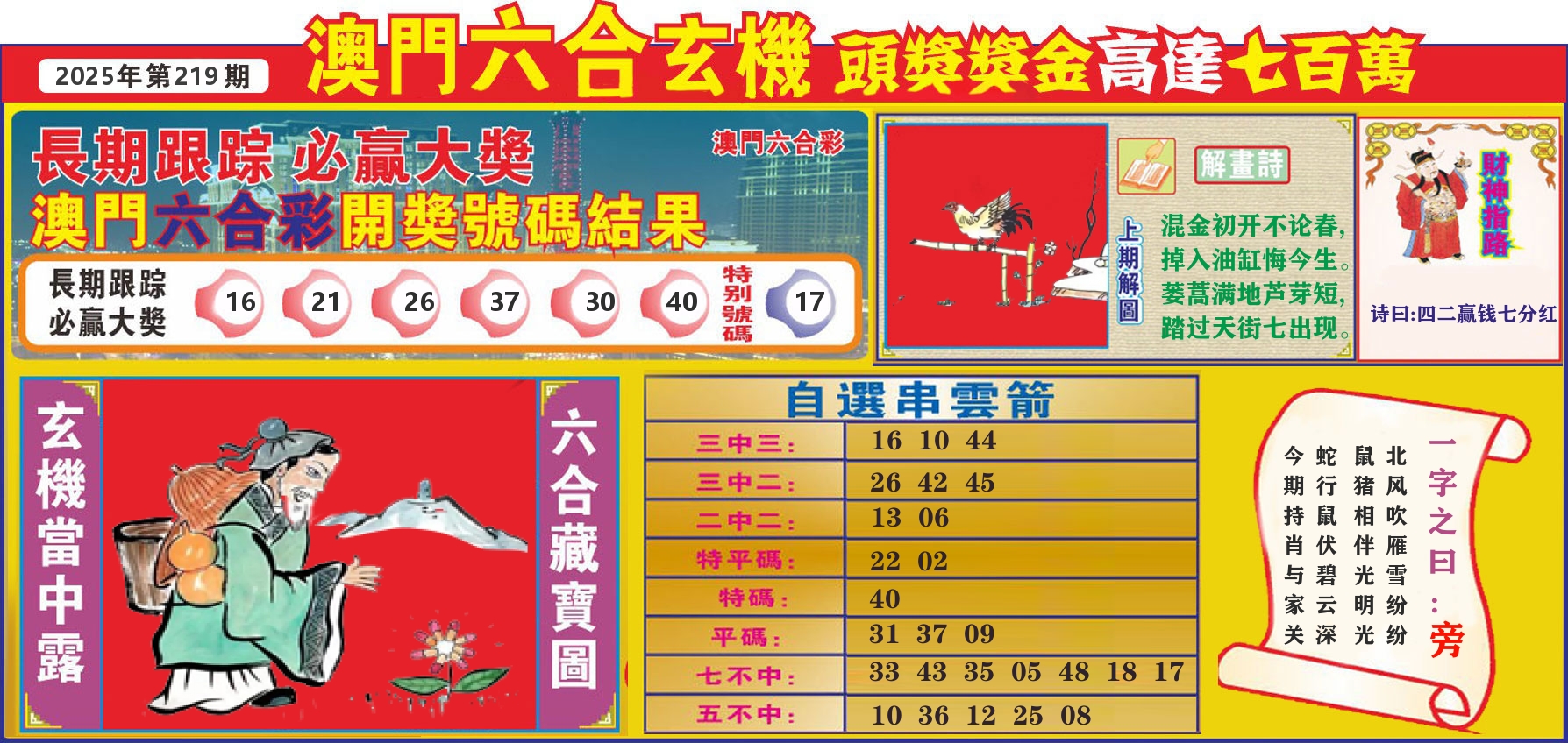 七星彩图C 第219期