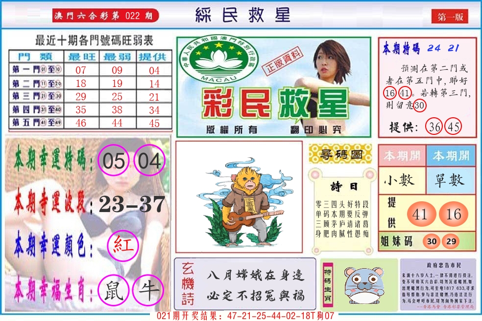 澳门彩民救星 第22期