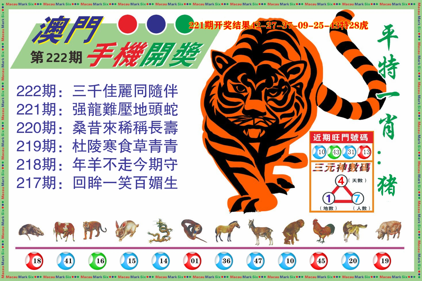 澳门开奖报 第222期