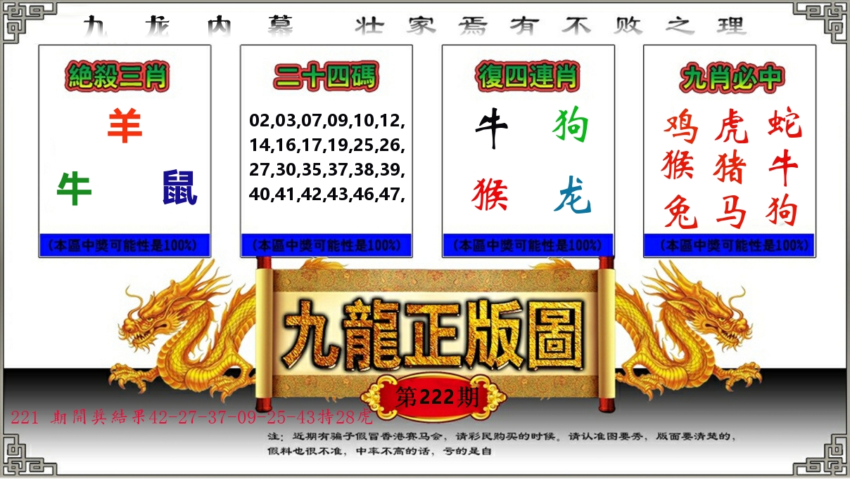 九龙正版图 第222期