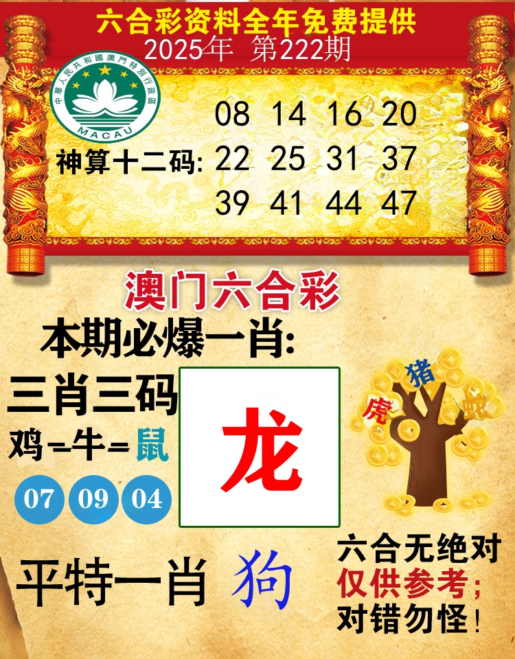 澳门必爆 第222期