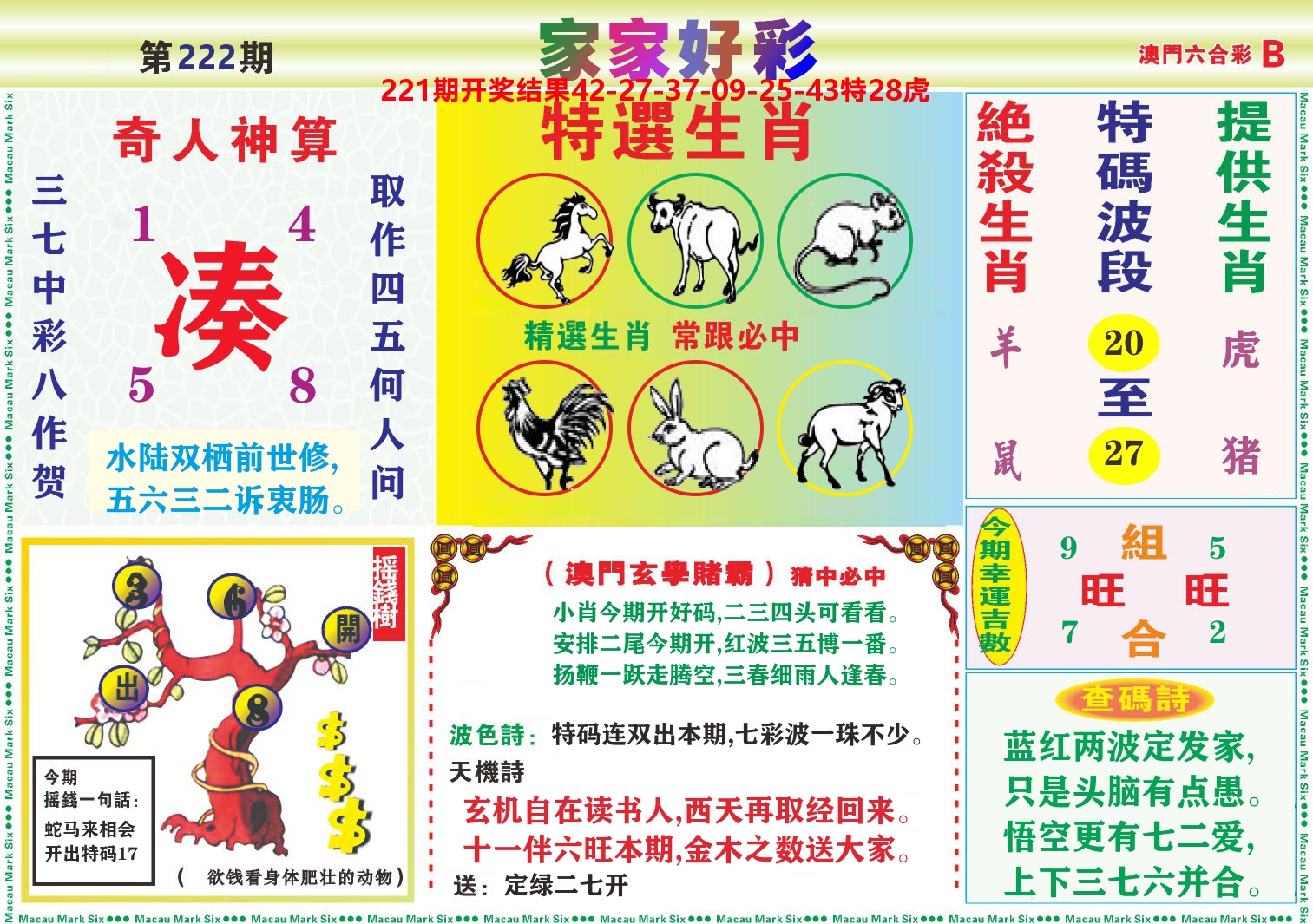 家家好彩B 第222期