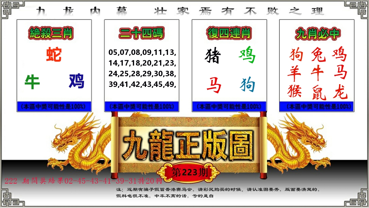 九龙正版图 第223期