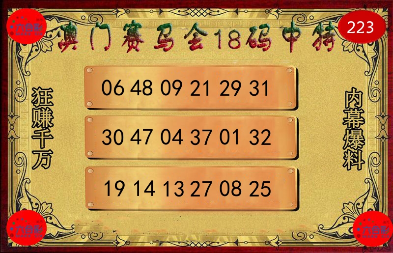 赛马会18码 第223期