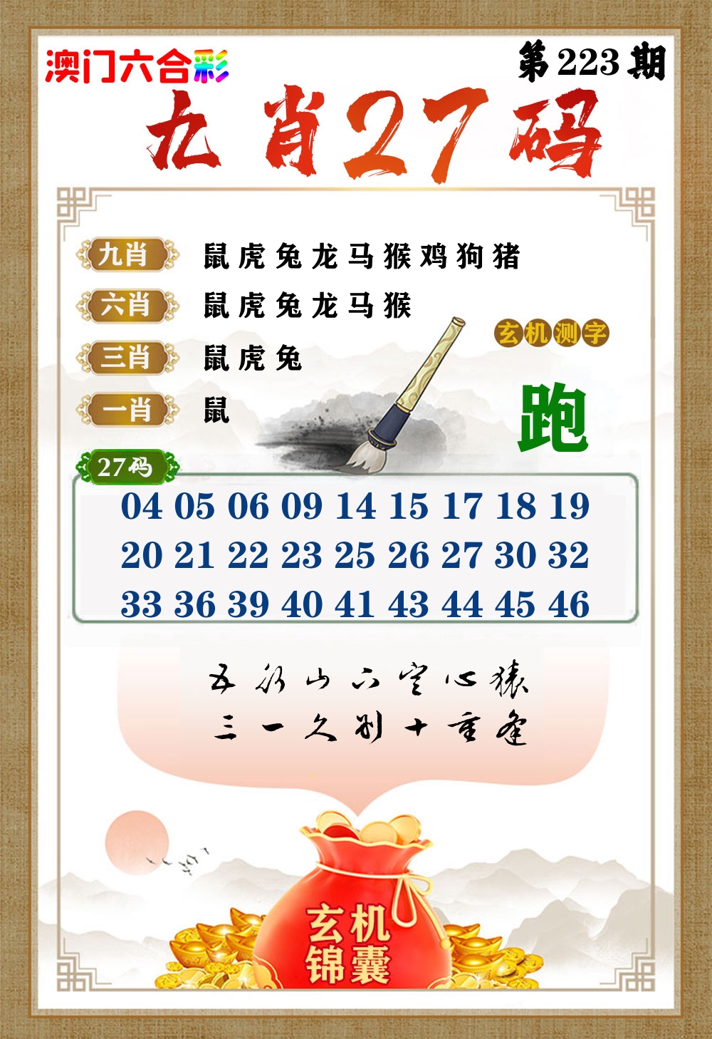 玄机锦囊 第223期