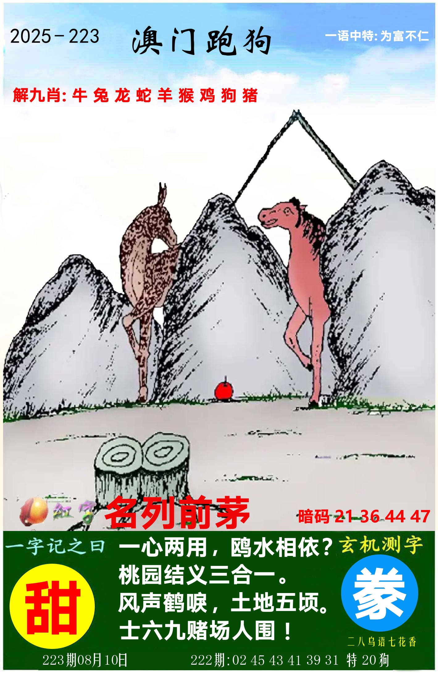 澳门跑狗图 第223期