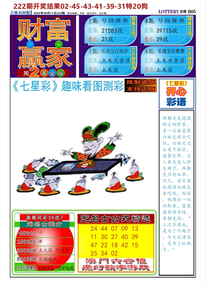 七星彩图A 第223期