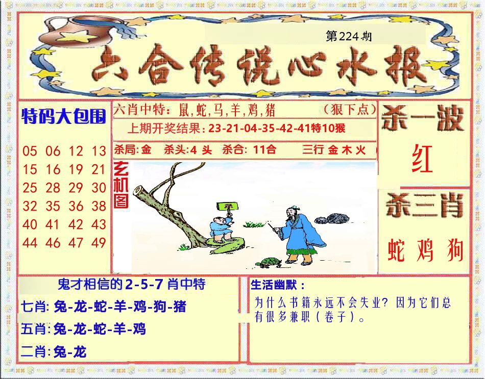 六合传说心水报 第224期