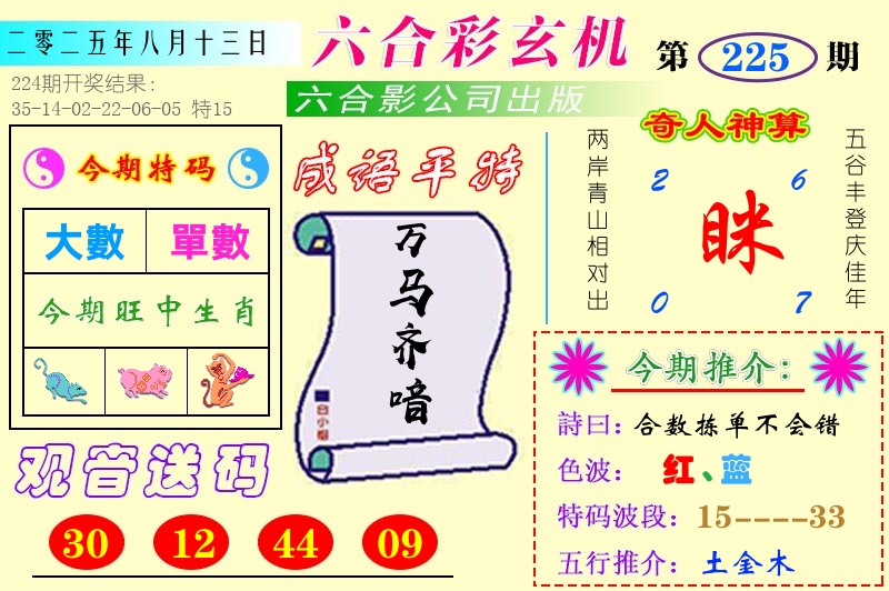 澳门六合玄机 第225期