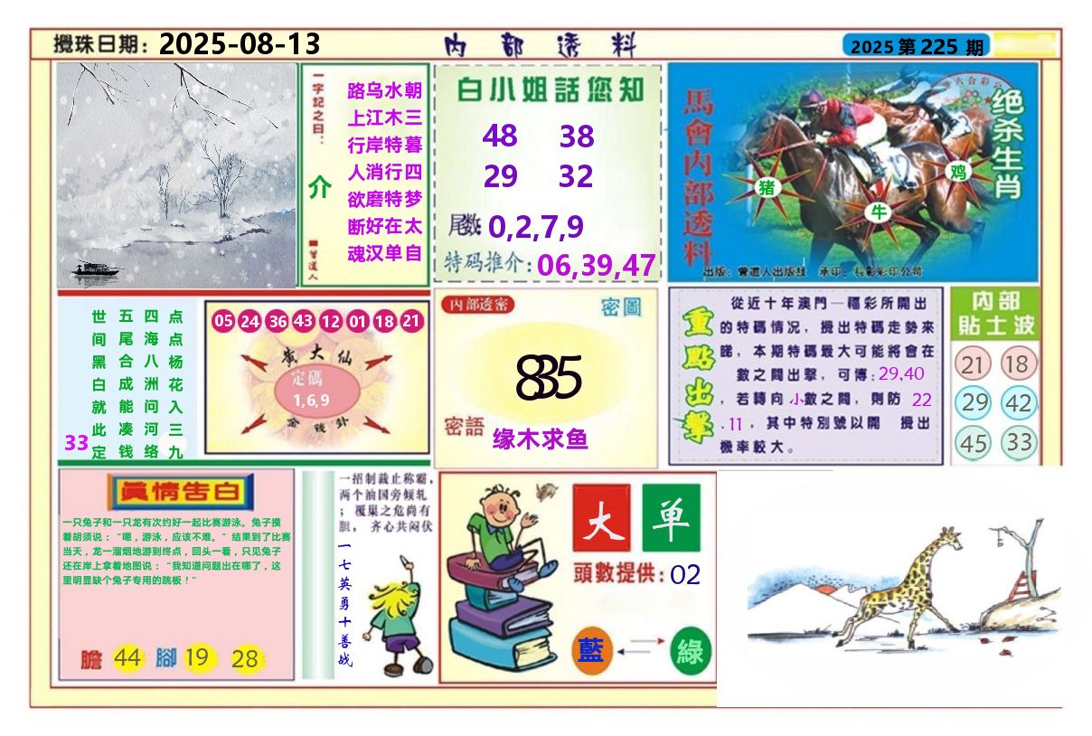 澳门内部透料A 第225期