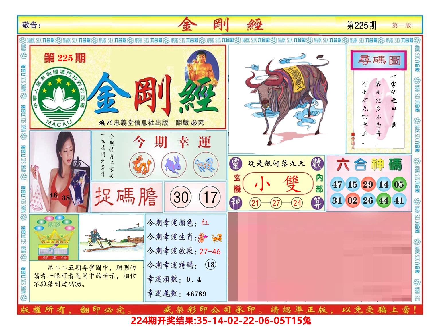 澳门金刚经 第225期