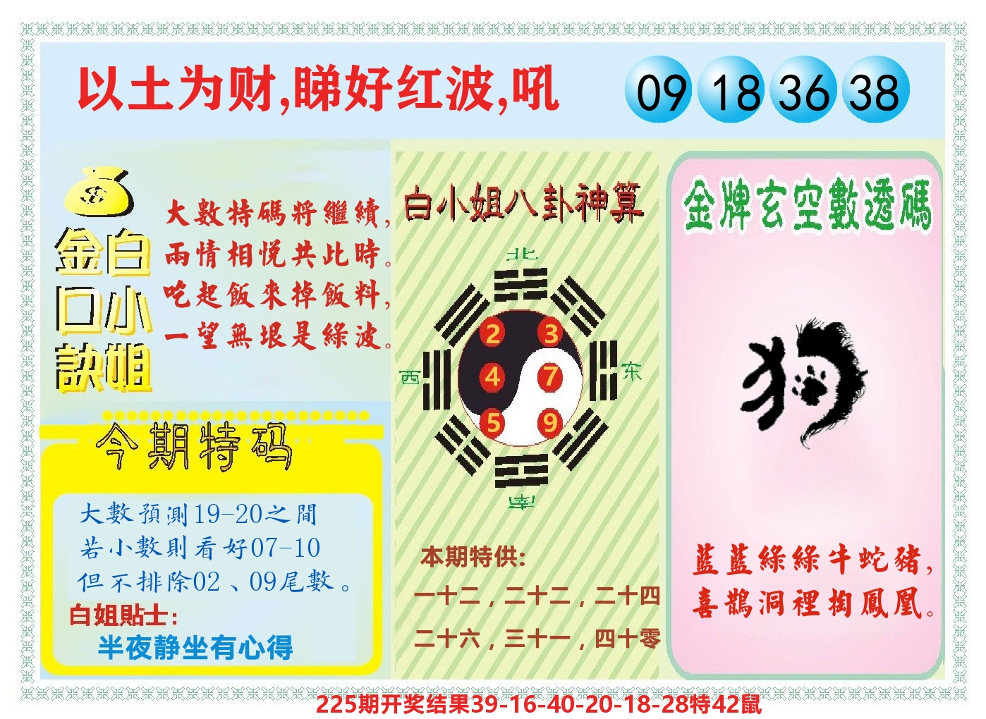 白小姐金口决 第226期