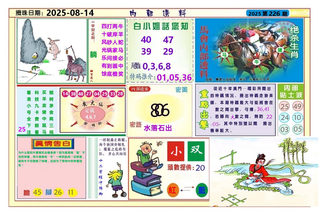 澳门内部透料A 第226期