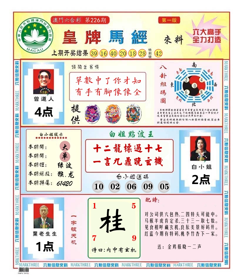 澳门皇牌马经 第226期