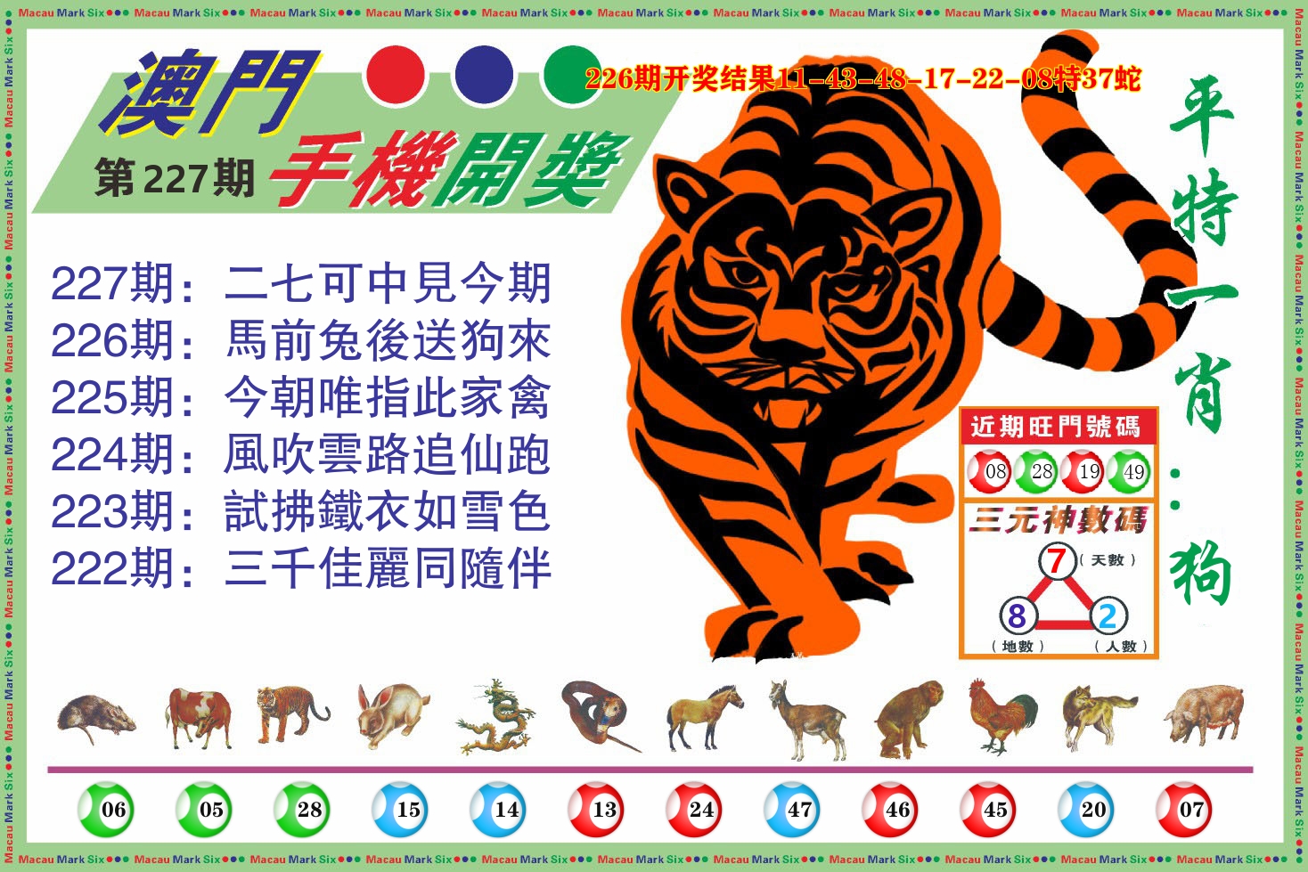 澳门开奖报 第227期
