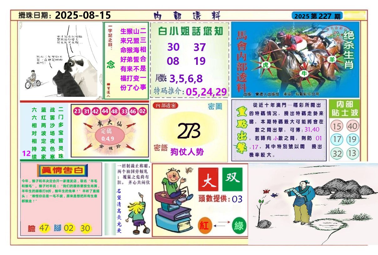 澳门内部透料A 第227期