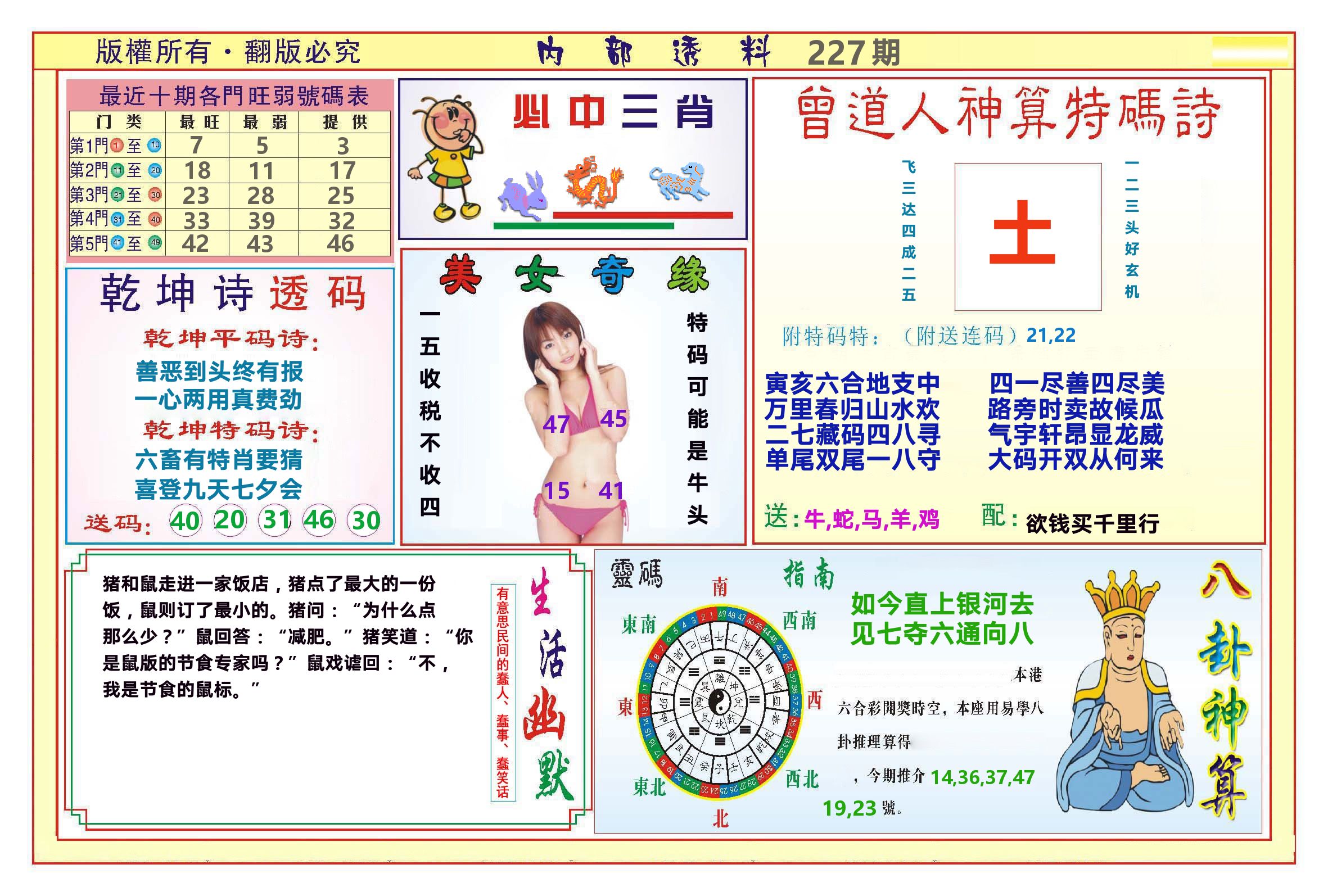 澳门内部透料B 第227期