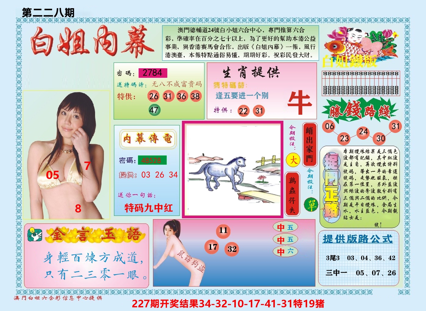 澳门白姐内幕 第228期