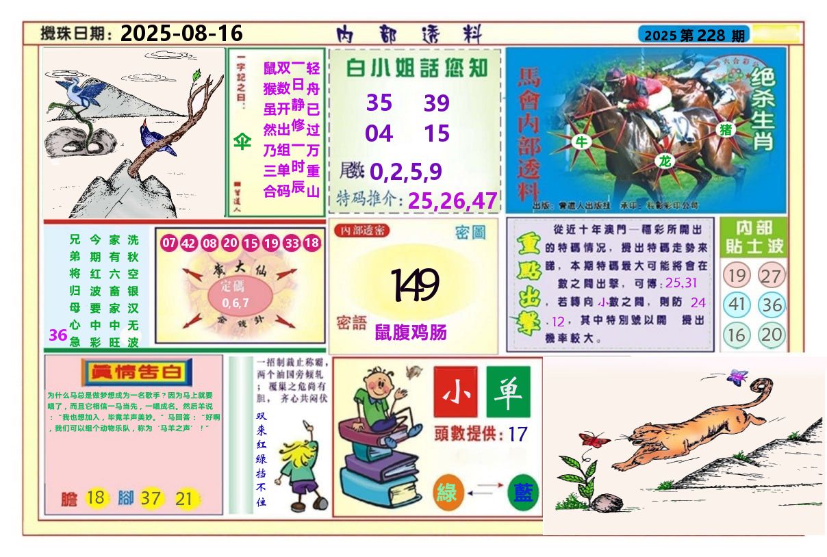 澳门内部透料A 第228期