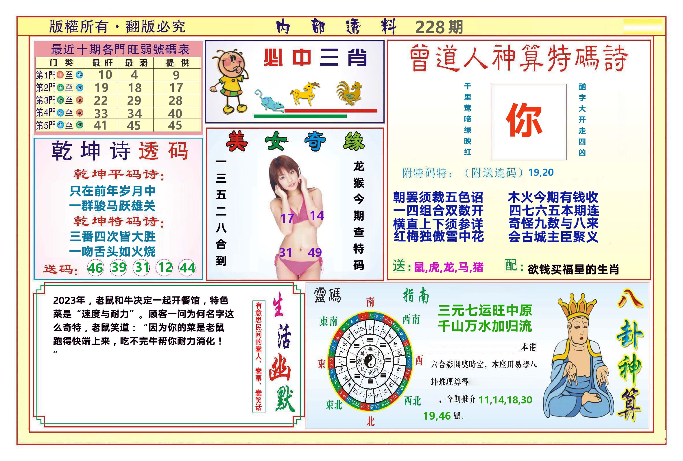 澳门内部透料B 第228期