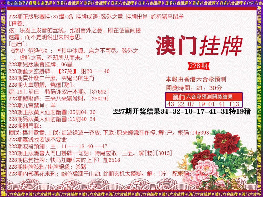 澳门挂牌 第228期