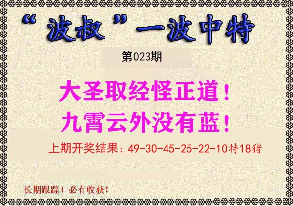 波叔中特 第23期