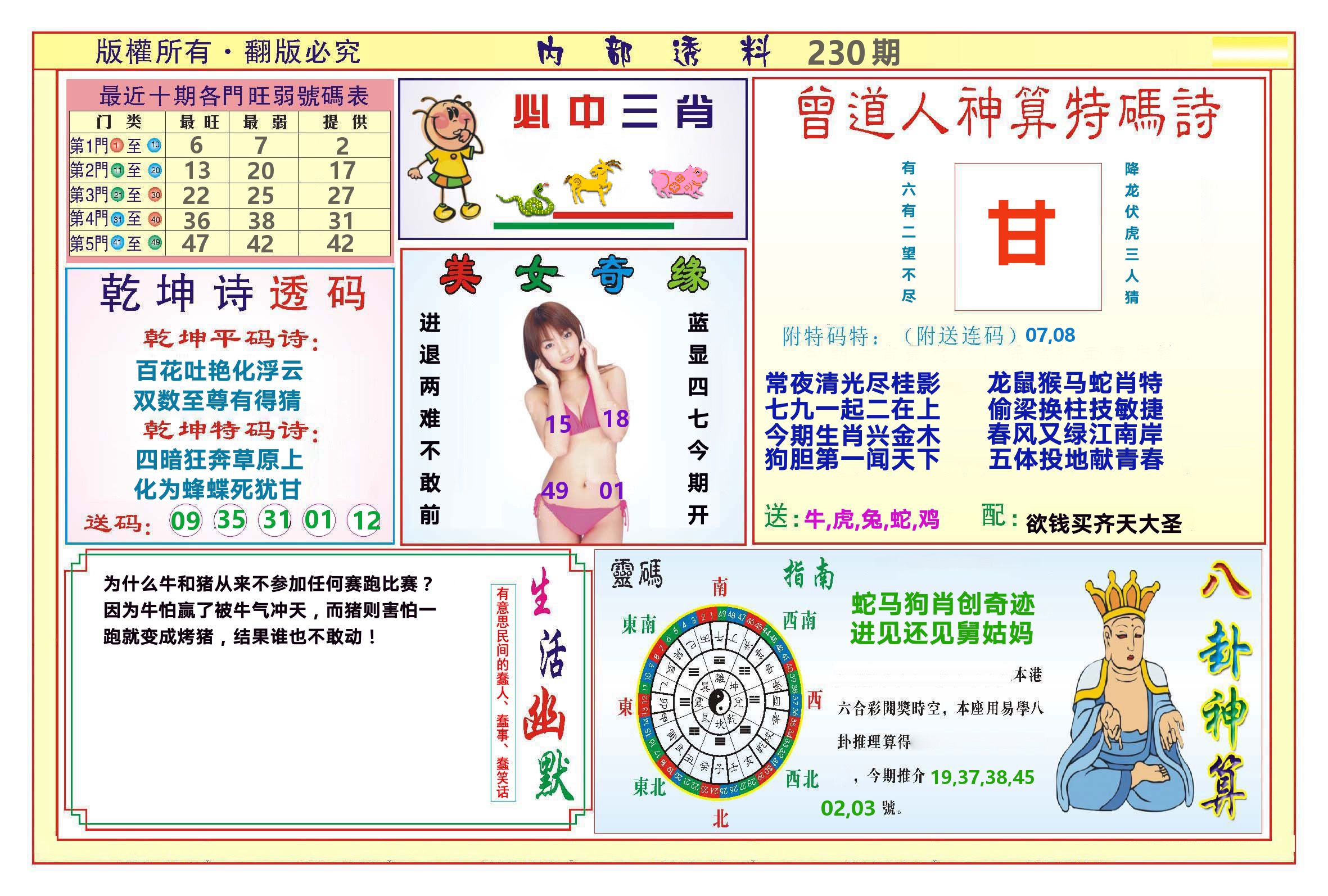 澳门内部透料B 第230期